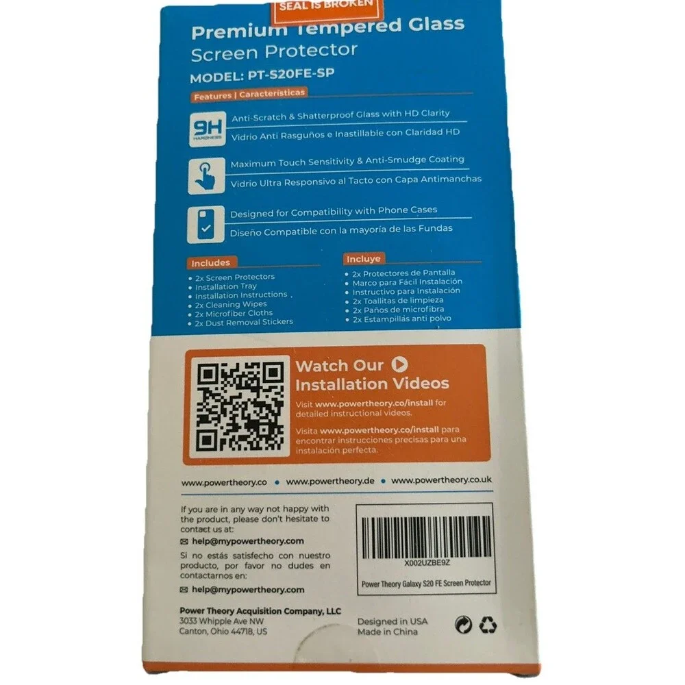 Power Theory Glass Screen Protector Galaxy s20 FE 1pc.